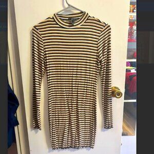 NWOT - High Neck Bodycon Striped Mini Dress